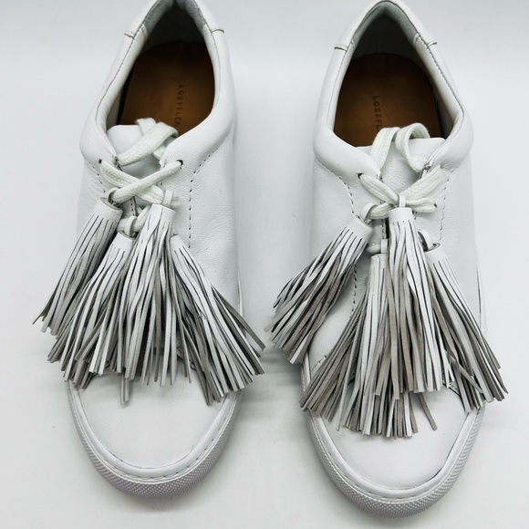 LOEFFLER RANDALL WOMEN’S WHITE LEATHER LACE UP SNEAKERS SIZE 7.5 NWOT - Picture 8 of 11